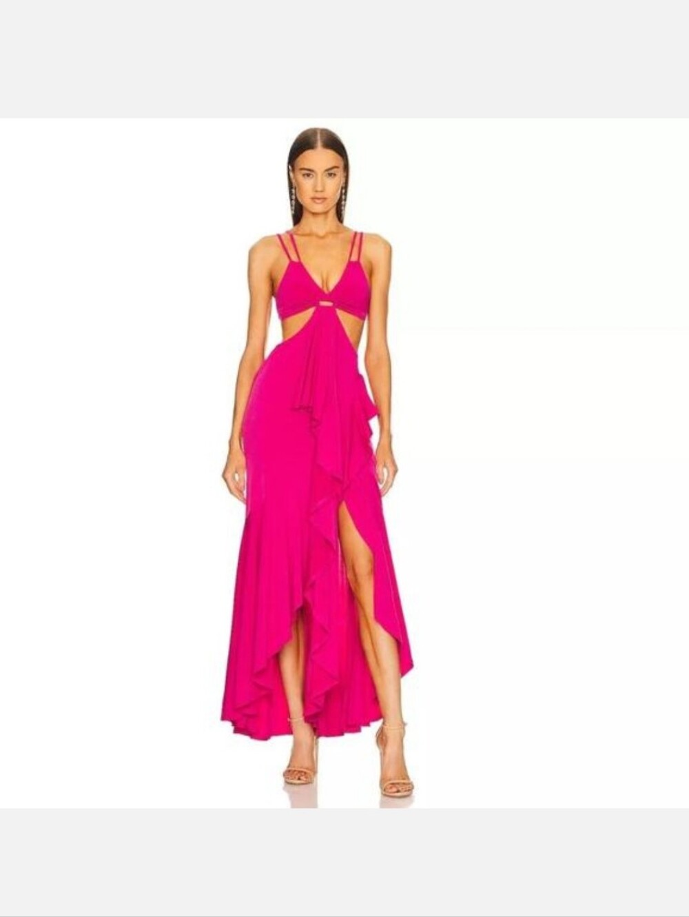 Michael Costello Trent Gown In Hot Pink